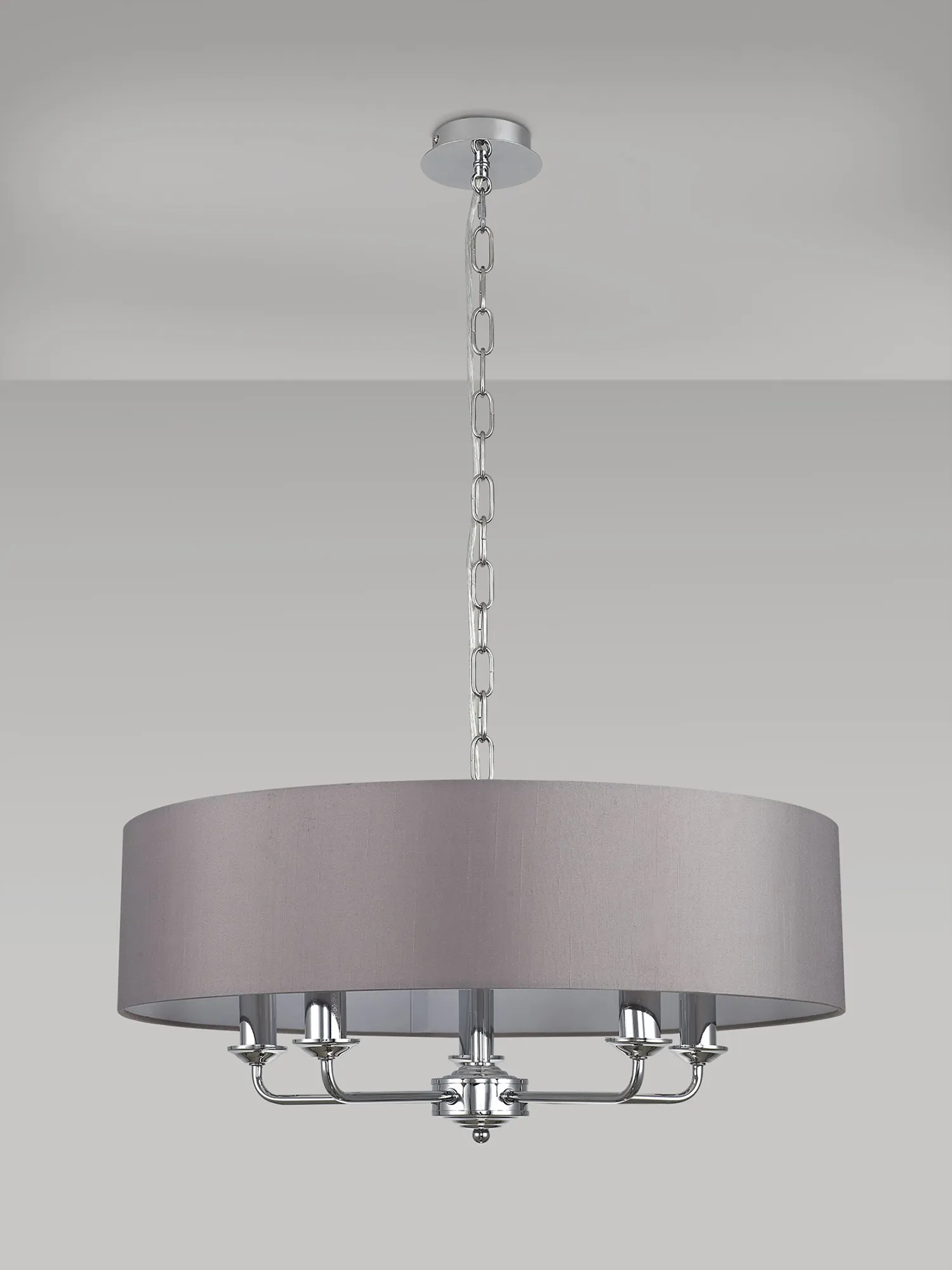 Banyan 60cm 5 Light Pendant Polished Chrome, Grey DK0005  Deco Banyan CH GR